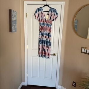 BeBop Pink and Blue Tie-Dye Dress